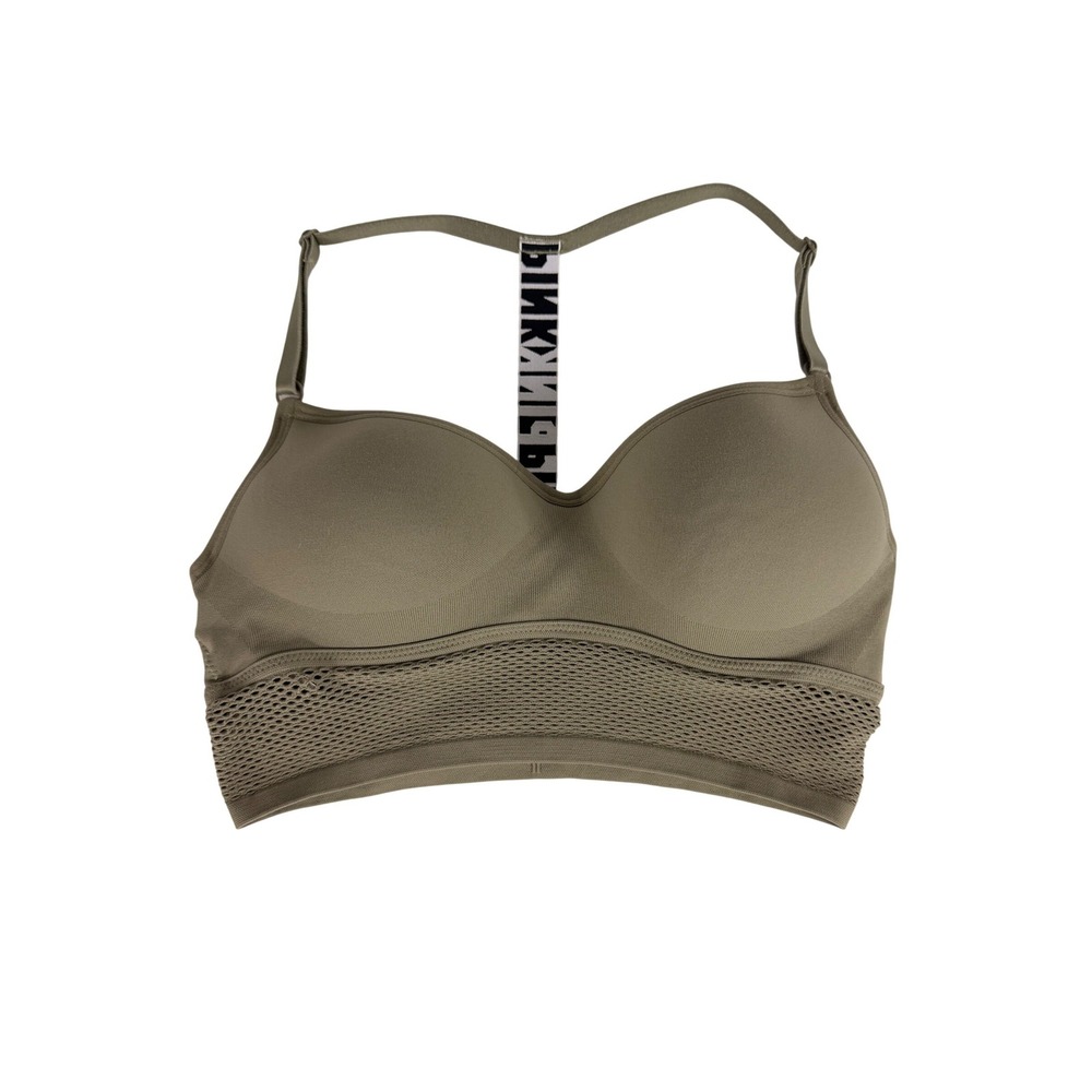 PINK Victoria's Secretβ Cool & Comfy Wireless Bralette M Olive Green Logo Strap